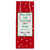 赤カスタムと白の星模様 ワインギフトバッグ (正面)