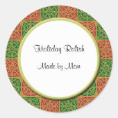 赤カスタムと緑のパターンのシール ラウンドシール (正面)