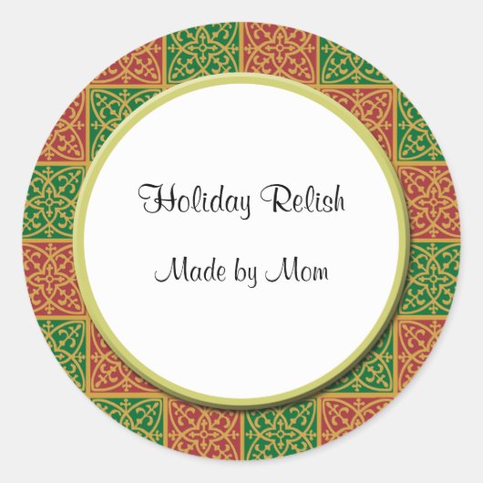 赤カスタムと緑のパターンのシール ラウンドシール (正面)