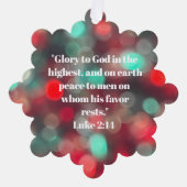 赤カスタムと緑の輝くクリスマス オーナメントカード (正面)