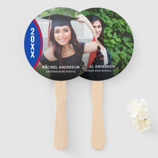 赤カスタムと青の卒業写真ハンドファン ハンドファン (正面&裏面)