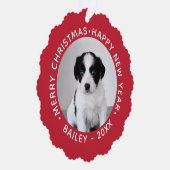 赤カスタムのクリスマスを飾ったペットフォ縁どト写真 オーナメントカード (右)