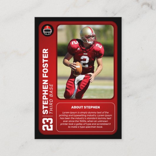 赤カスタムサッカーのトレーディングカード写真(統計あり) コーリングカード (正面)