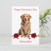 赤カスタムバラのバレンタインとゴールデンレトリバー シーズンカード (スタンド正面)