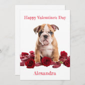 赤カスタムバラのバレンタインとブルドッグ シーズンカード (正面/裏面)