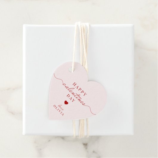 赤カスタムピンクシンプルのバレンタインデーのギフトラベル フェイバータグ (インサイチュ)