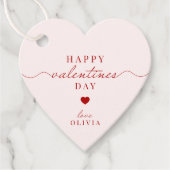 赤カスタムピンクシンプルのバレンタインデーのギフトラベル フェイバータグ (正面)
