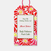 赤カスタムポインセチアラベルのホリデーキッチンホテル ギフトタグ (正面)