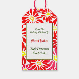 赤カスタムポインセチアラベルのホリデーキッチンホテル ギフトタグ