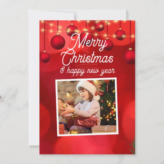 赤カスタムメリークリスマスハッピーニューイヤー シーズンカード (正面)