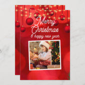 赤カスタムメリークリスマスハッピーニューイヤー シーズンカード (正面/裏面)