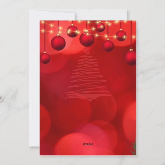 赤カスタムメリークリスマスハッピーニューイヤー シーズンカード (裏面)