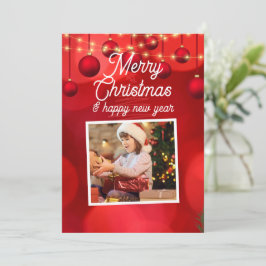 赤カスタムメリークリスマスハッピーニューイヤー シーズンカード