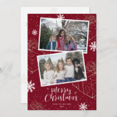 赤カスタムメリークリスマスプレゼント写真カード シーズンカード (正面/裏面)