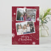 赤カスタムメリークリスマスプレゼント写真カード シーズンカード (スタンド正面)