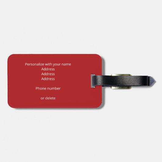 赤カスタムモノグラムのアスリート ラゲッジタグ (裏面横)