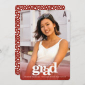 赤カスタム卒業写真はっきりしたシンプルモダン 案内状 (正面/裏面)