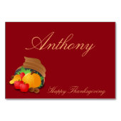 赤カスタム感謝祭テーブルカードコルヌコピア テーブルナンバー (裏面)