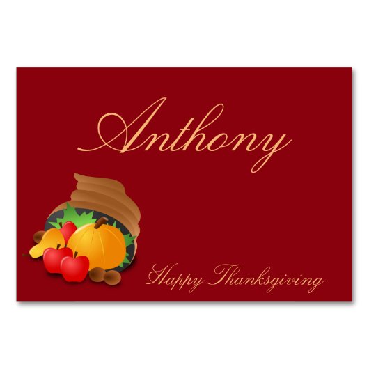 赤カスタム感謝祭テーブルカードコルヌコピア テーブルナンバー (正面)