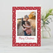 赤カスタム星フォトメリークリスマスカード シーズンカード (スタンド正面)