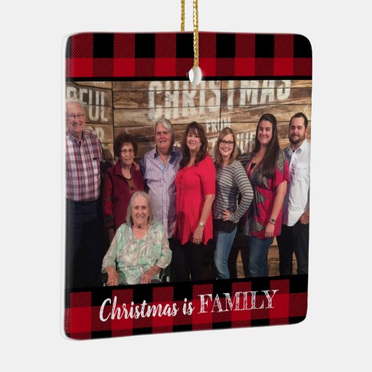 赤カスタム水牛プレイド2写真ファミリーフォト セラミックオーナメント (右)