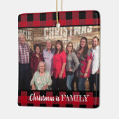 赤カスタム水牛プレイド2写真ファミリーフォト セラミックオーナメント (左)