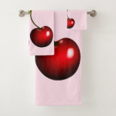 赤カスタム甘いさくらんぼ付きカラーズバスタオル バスタオルセット (インサイチュ)