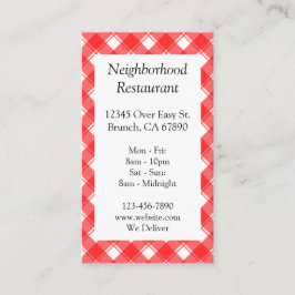 赤カスタム白の格子縞チェック割引クーポン 名刺