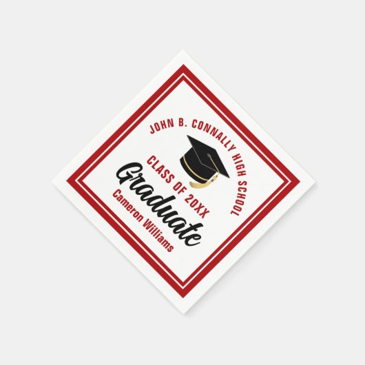 赤カスタム白卒業生2025年卒業会 スタンダードカクテルナプキン (角)