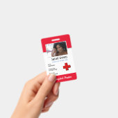 赤カスタム社員ナース医師ロゴID写真  バッジ (手持ち)