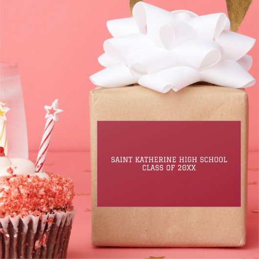 赤カスタム紅学年制卒業 長方形シール (パーティー)