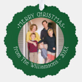 赤カスタム緑のクリスマスの名縁ど前の写真 オーナメントカード (裏面)