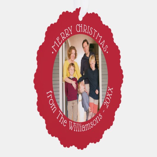 赤カスタム緑のクリスマスの名縁ど前の写真 オーナメントカード (右)