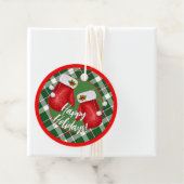 赤カスタム緑の格子模様のサンタスミッテンス フェイバータグ (インサイチュ)