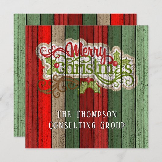 赤カスタム緑風化木板パターン シーズンカード (正面/裏面)