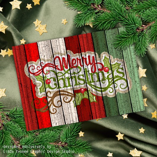 赤カスタム緑風化木板パターン シーズンカード