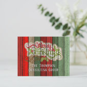 赤カスタム緑風化木板パターン シーズンポストカード (スタンド正面)