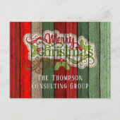 赤カスタム緑風化木板パターン シーズンポストカード (正面)