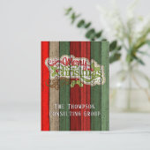 赤カスタム緑風化木板パターン ポストカード (スタンド正面)