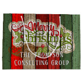 赤カスタム緑風化木板パターン ラージペーパーバッグ (裏面)