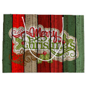 赤カスタム緑風化木板パターン ラージペーパーバッグ (裏面)