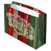 赤カスタム緑風化木板パターン ラージペーパーバッグ (裏面アングル)