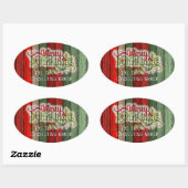 赤カスタム緑風化木板パターン 楕円形シール (シート)