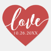 赤カスタム色ハートお気に入り封筒用シールシール ハートシール (正面)
