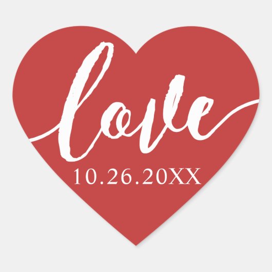 赤カスタム色ハートお気に入り封筒用シールシール ハートシール (正面)