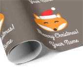 赤カスタム茶色のフォックスメリークリスマスキッズホリデー ラッピングペーパー (ロールコーナー)