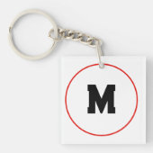 赤カスタム輪のイニシャル キーホルダー (正面)