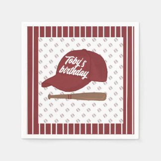 赤カスタム野球ナプキン スタンダードカクテルナプキン