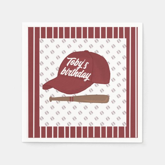 赤カスタム野球ナプキン スタンダードカクテルナプキン (正面)