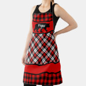 赤カスタム黒バッファローのチェックにパパマママベア エプロン (インサイチュ)